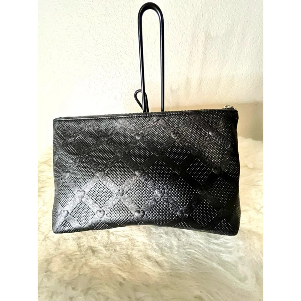 Betsey Johnson T-bottom Bow Wristlet Makeup Bag Black